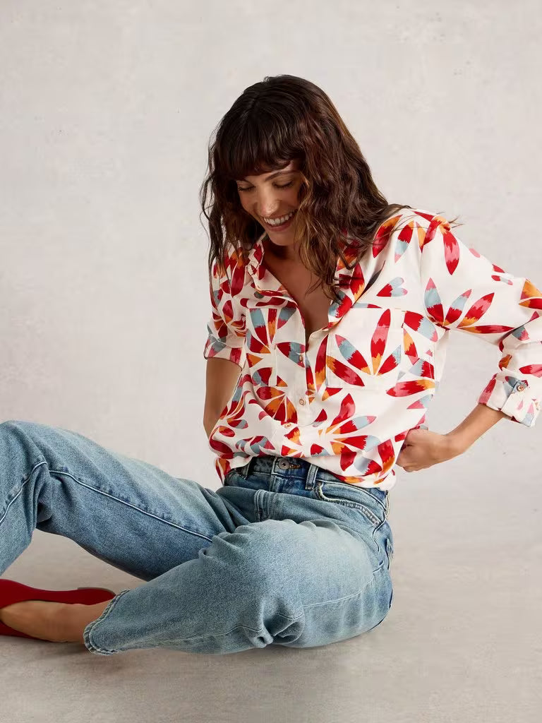 White Stuff Sophie Long Sleeve Organic Cotton Shirt Ivory