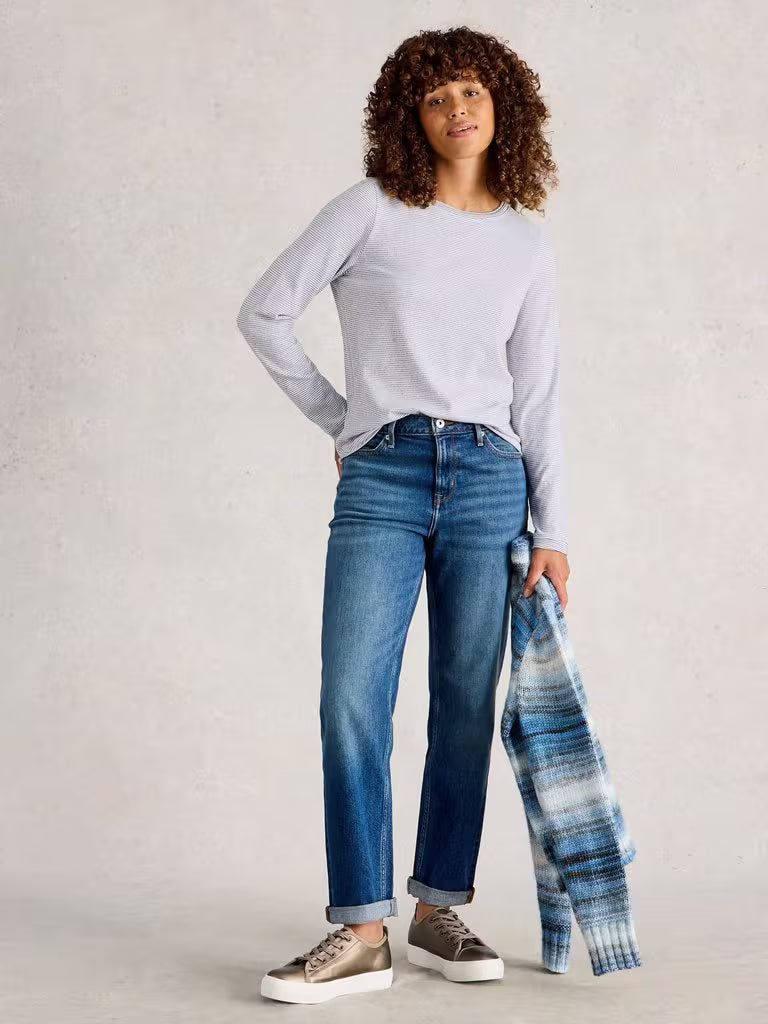 White Stuff Clara Long Sleeve Sparkle Tee Ivory