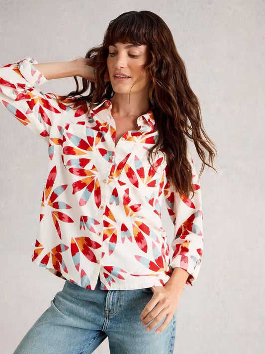 White Stuff Sophie Long Sleeve Organic Cotton Shirt Ivory