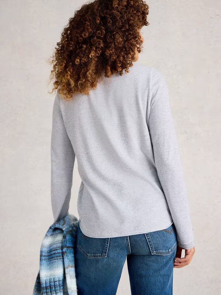 White Stuff Clara Long Sleeve Sparkle Tee Ivory