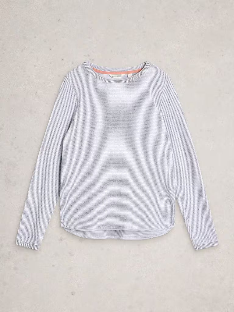 White Stuff Clara Long Sleeve Sparkle Tee Ivory