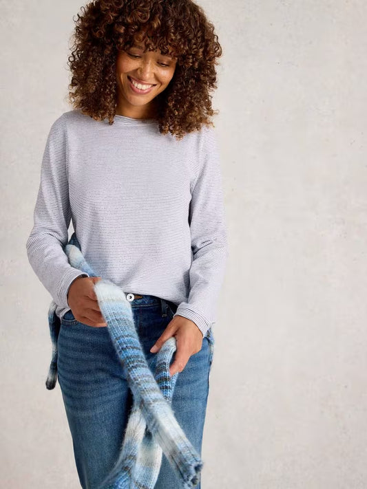 White Stuff Clara Long Sleeve Sparkle Tee Ivory