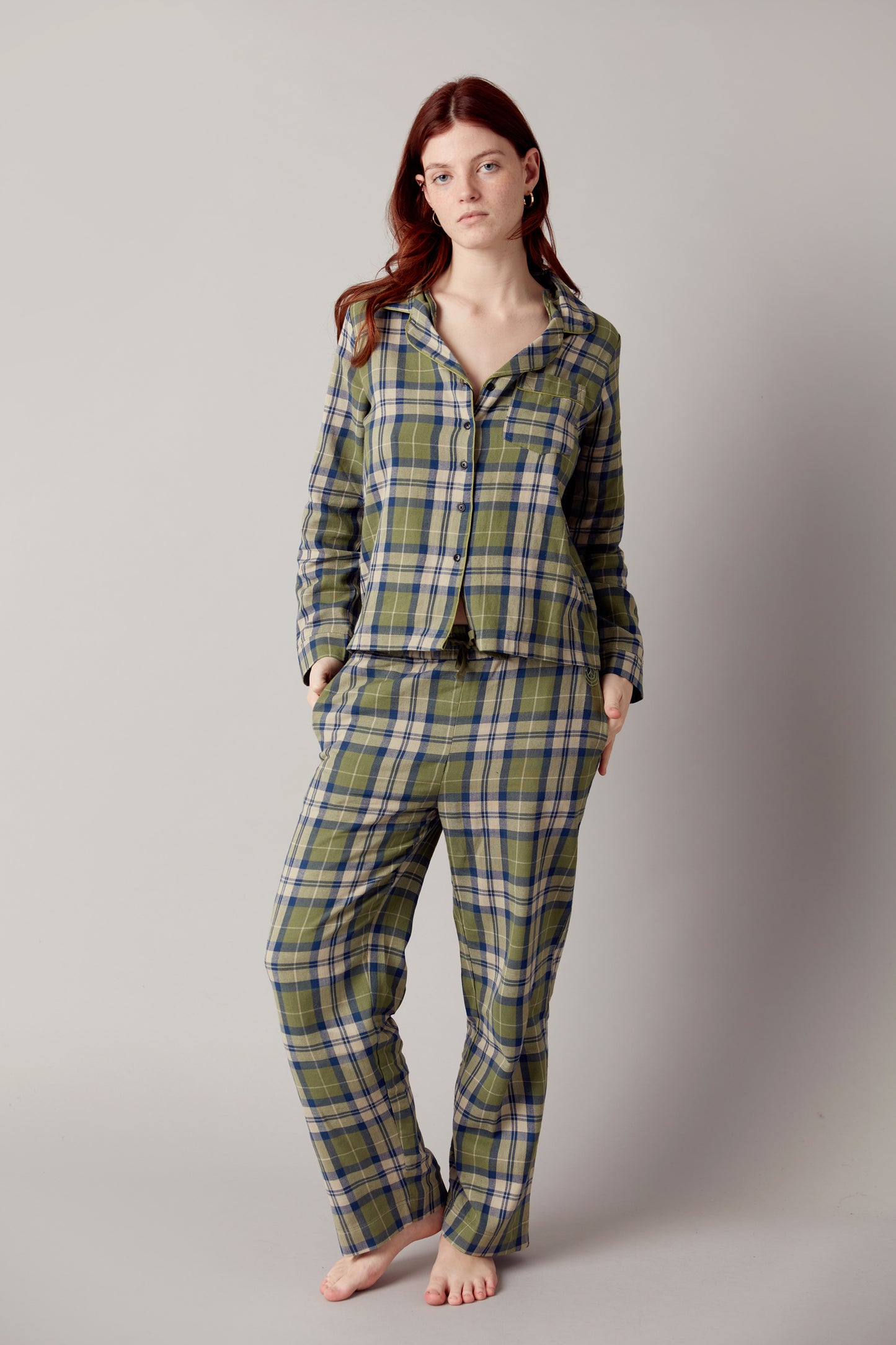 Komodo Jim Jam Womens GOTS Organic Cotton Pyjama Bottoms Pine Green