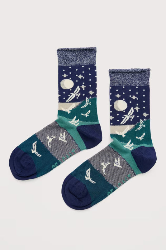 Seasalt Snowy Scenes Socks Star Gliders Jade