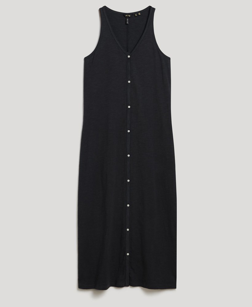 Superdry Beach Jersey Vest Midi Dress Black