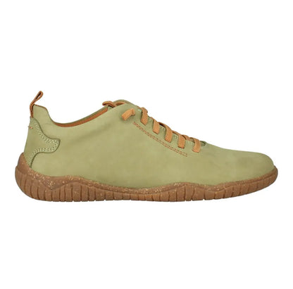 Josef Seibel Wynona 06 Green womens barefoot shoes discover natural movement from their Barefoot Collection. Featuring a wide toe box, elasticated laces, and an ultra-light flexible design for total freedom. Colour: Green sneaker with brown sole on a white background