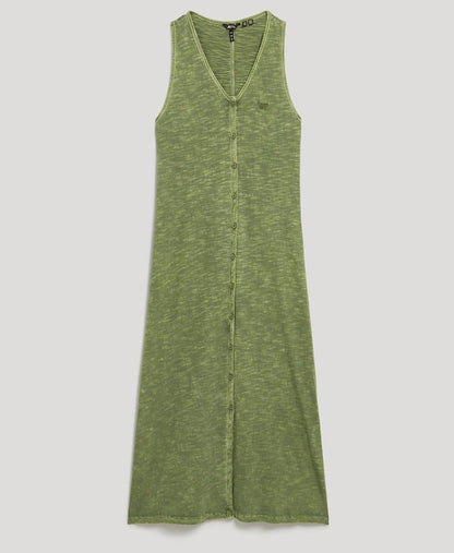 Superdry Beach Jersey Vest Midi Dress Olive Khaki