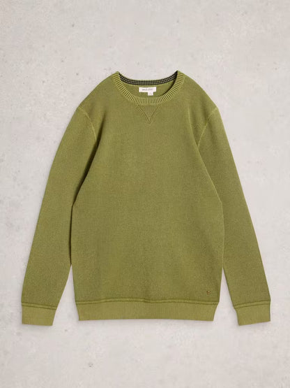 White Stuff Attadale Crew Neck Long Sleeve Jumper Khaki Green