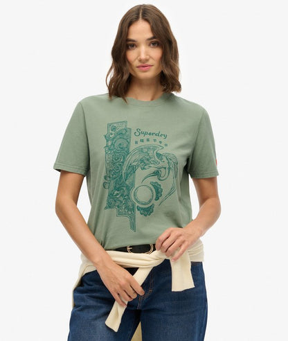 Superdry Tokyo Narrative Relaxed T-Shirt Laurel Khaki