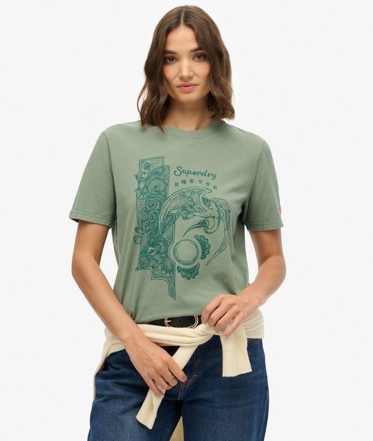 Superdry Tokyo Narrative Relaxed T-Shirt Laurel Khaki