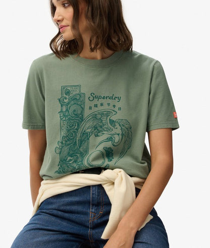 Superdry Tokyo Narrative Relaxed T-Shirt Laurel Khaki