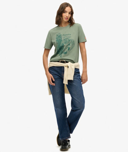 Superdry Tokyo Narrative Relaxed T-Shirt Laurel Khaki