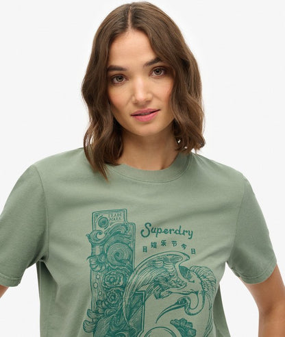 Superdry Tokyo Narrative Relaxed T-Shirt Laurel Khaki