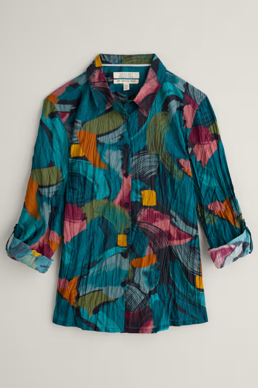 Seasalt Larissa Organic Cotton Shirt Lelant Abstract Mix