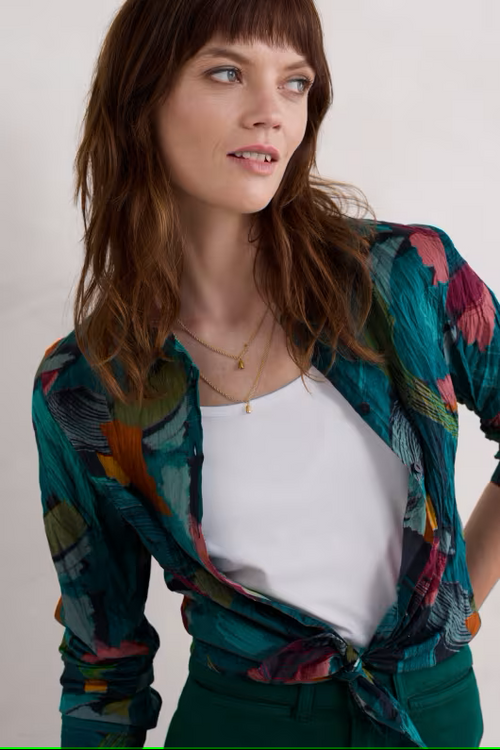 Seasalt Larissa Organic Cotton Shirt Lelant Abstract Mix