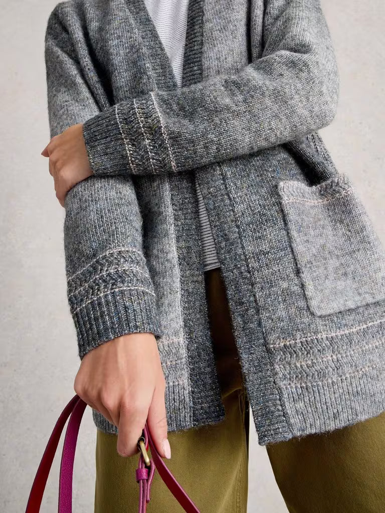 White Stuff Lilbet Cardi Grey Multi