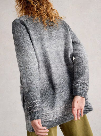 White Stuff Lilbet Cardi Grey Multi