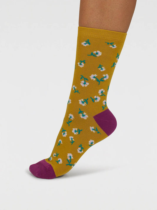 Thought Mapel Floral Bamboo Socks Lichen Green
