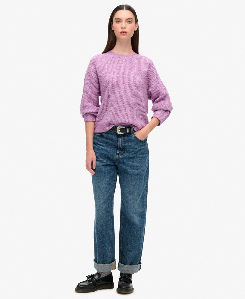 Superdry Brushed Crew Neck Jumper Lilac Pink Twist