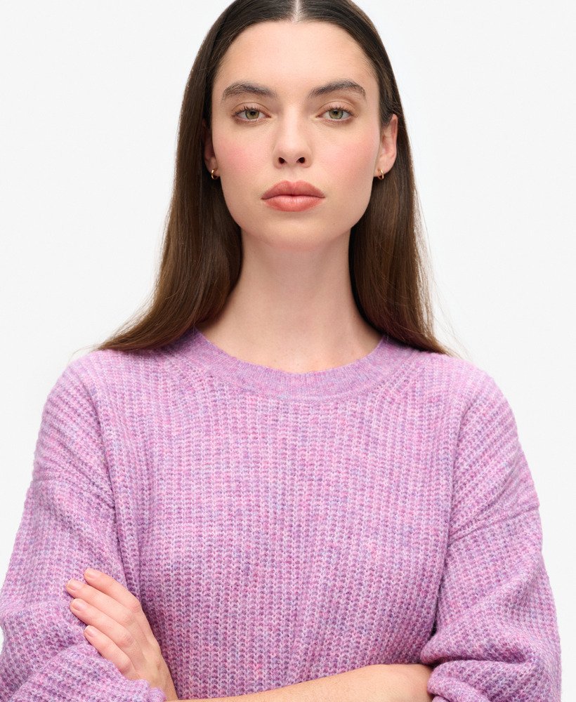 Superdry Brushed Crew Neck Jumper Lilac Pink Twist