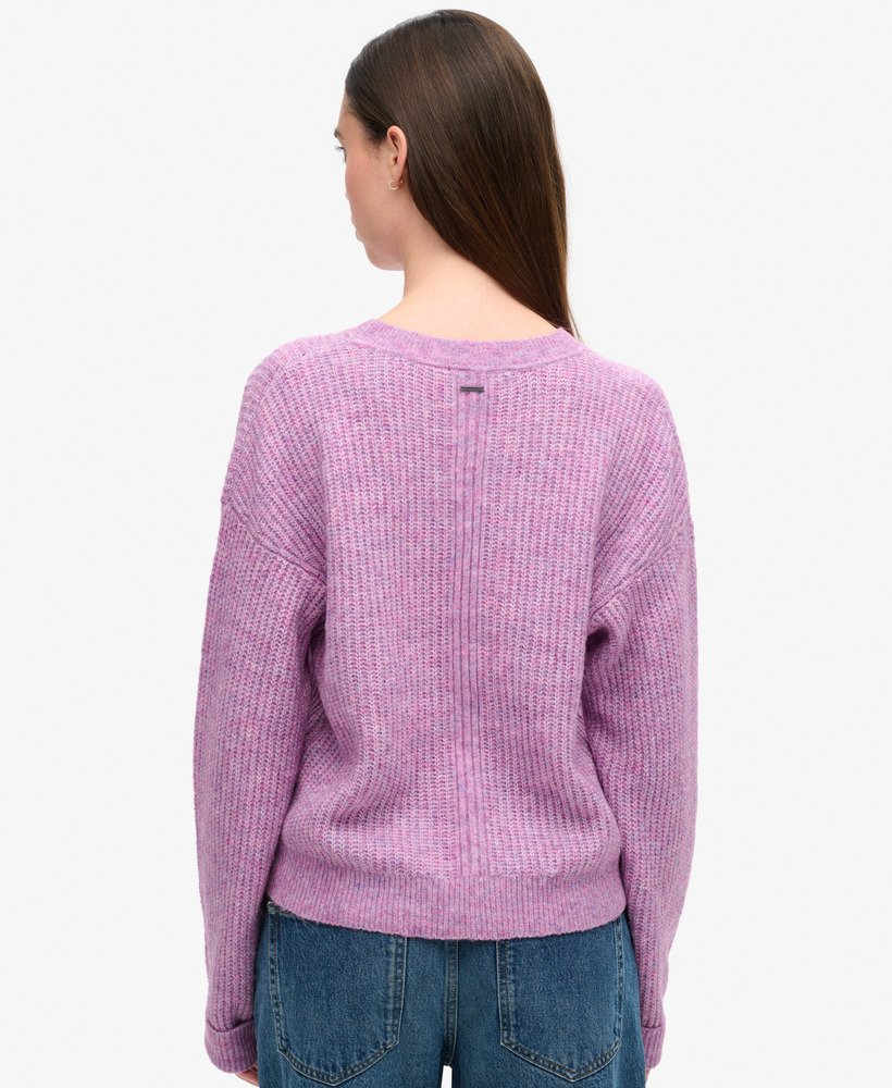 Superdry Brushed Crew Neck Jumper Lilac Pink Twist