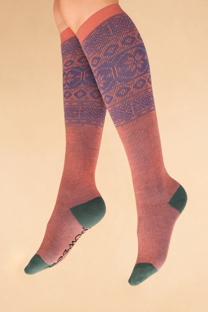 Powder Fair Isle Star Boot Socks Coral/Lilac