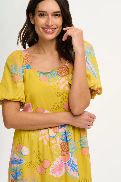 Sugarhill Brighton Lilou Dress Yellow Tropical Fruits