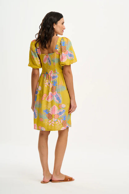 Sugarhill Brighton Lilou Dress Yellow Tropical Fruits