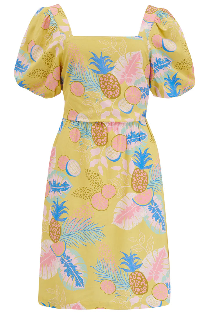 Sugarhill Brighton Lilou Dress Yellow Tropical Fruits