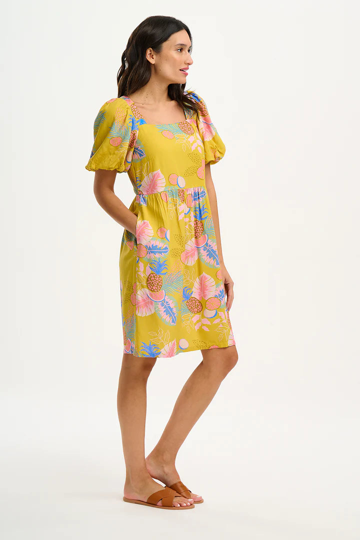 Sugarhill Brighton Lilou Dress Yellow Tropical Fruits