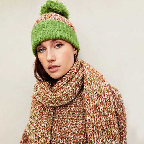 Cara & The Sky Lolly Twist Beanie Bobble Knitted Hat