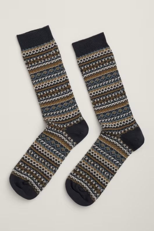 Seasalt Men's Bloomin Good Fair Isle Socks Longstone Maritime