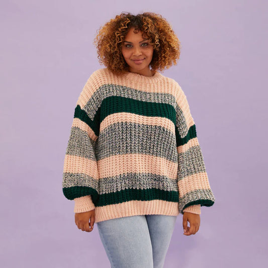 Womens Jumper Cara & The Sky Jumper Cara & The Sky Louise Stripe Balloon Sleeve Jumper All your chubby jumper