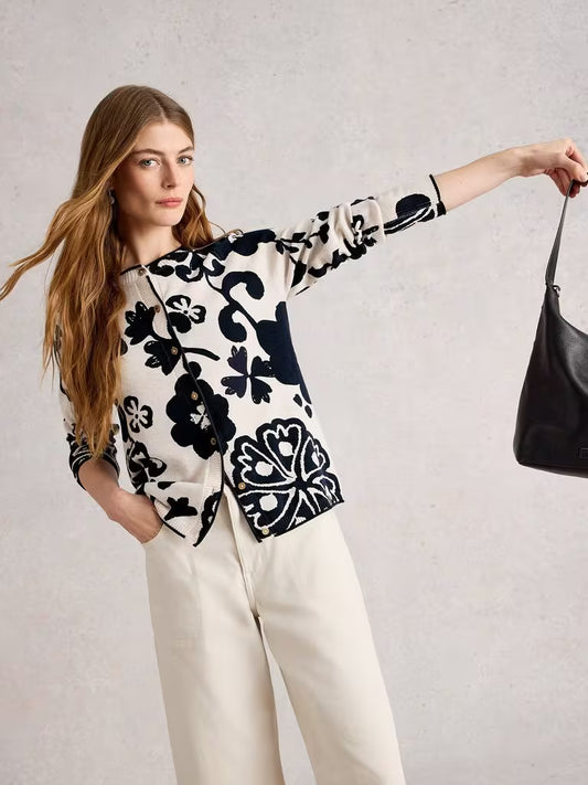 White Stuff Lulu Print Cardi Natural