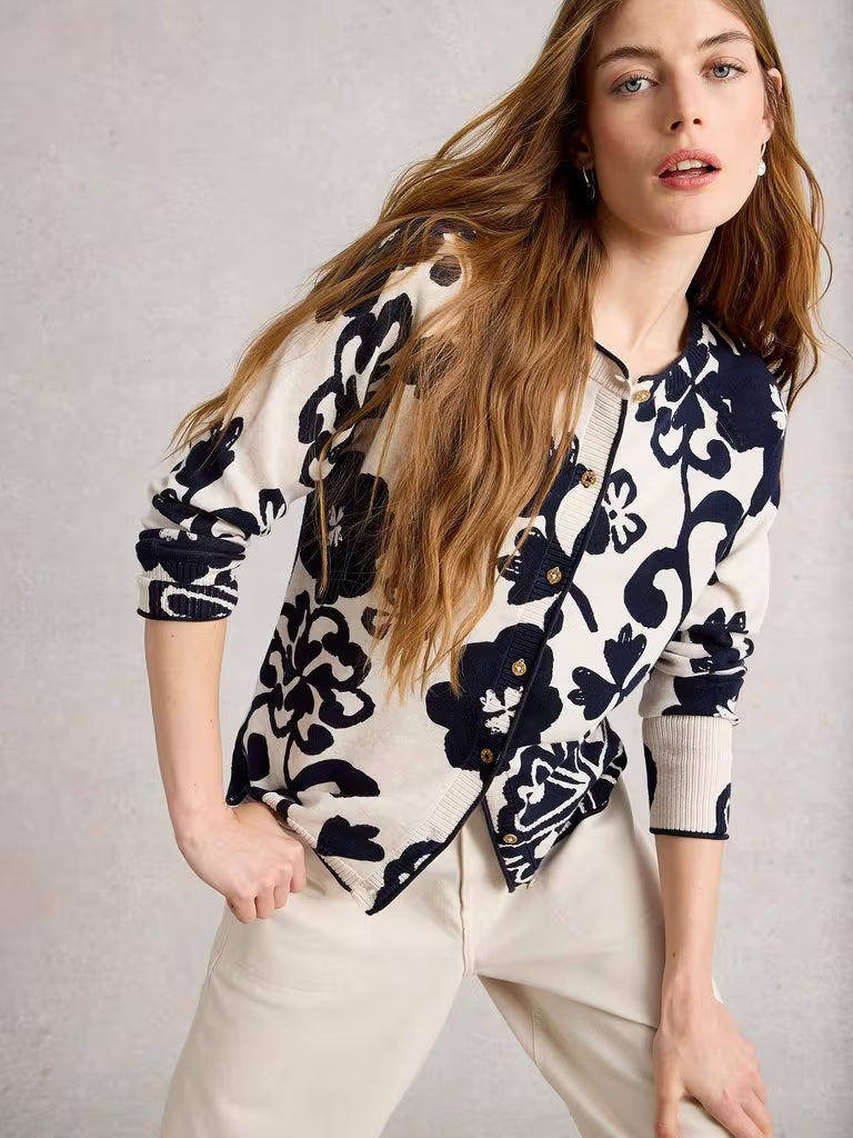 White Stuff Lulu Print Cardi Natural
