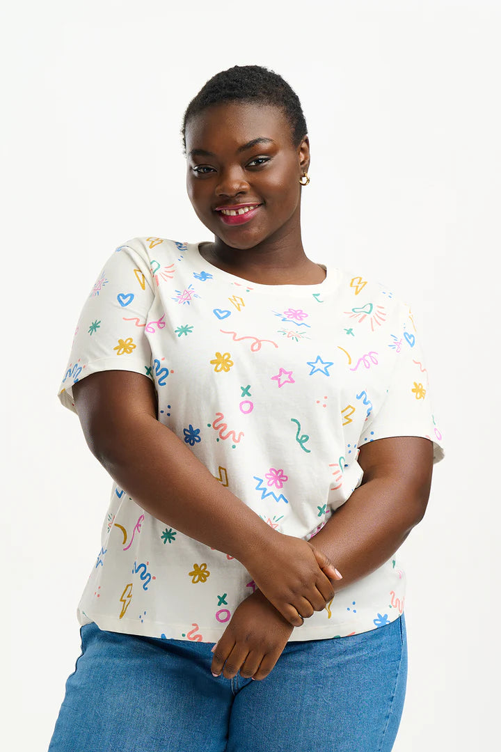 Sugarhill Brighton Maggie T shirt Off White Doodle Print A Brilliant Disguise