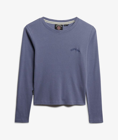 Superdry Athletic Essentials Logo Garment Dyed Ribbed Top Mariner Navy