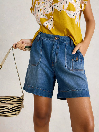 White Stuff Combat Mollie Denim Shorts Dk Denim