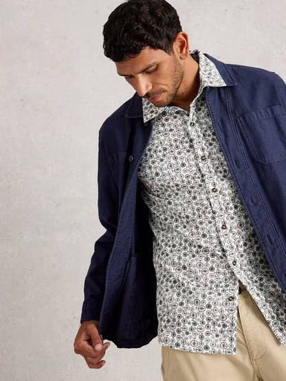 White Stuff Finsbury Mono Bike Printed Shirt White