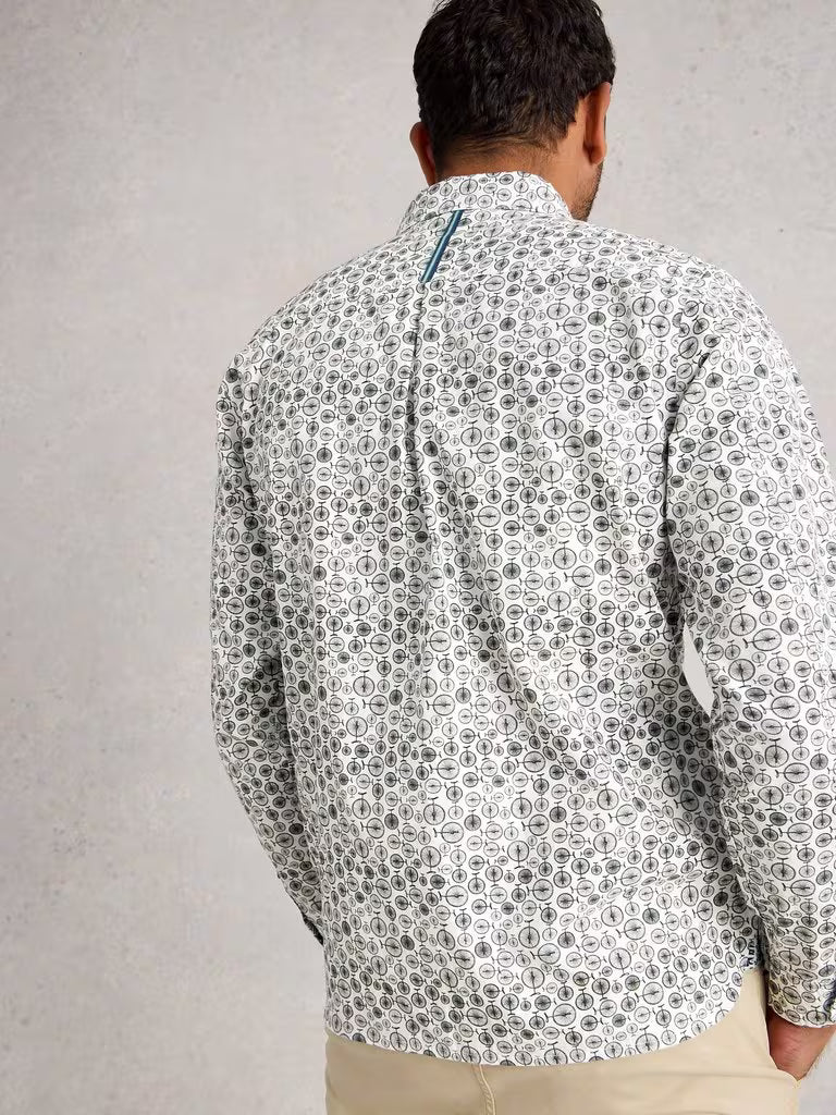 White Stuff Finsbury Mono Bike Printed Shirt White