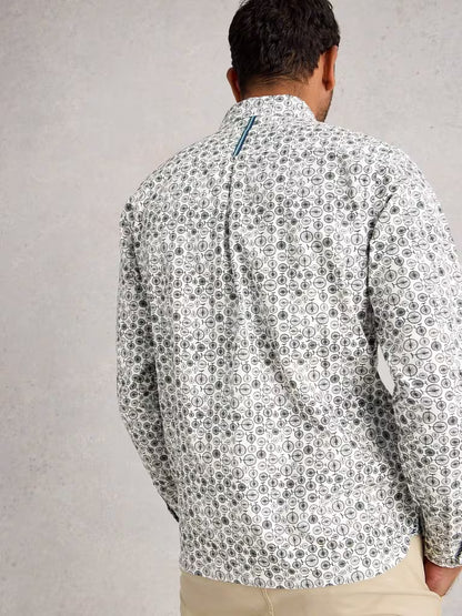 White Stuff Finsbury Mono Bike Printed Shirt White