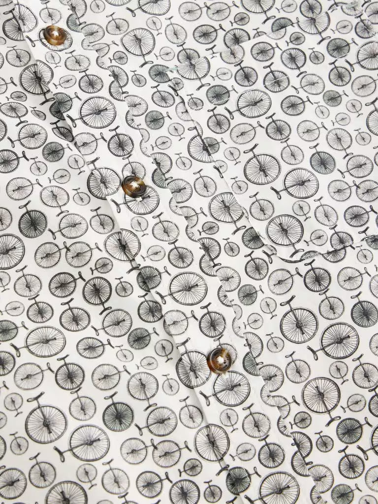 White Stuff Finsbury Mono Bike Printed Shirt White