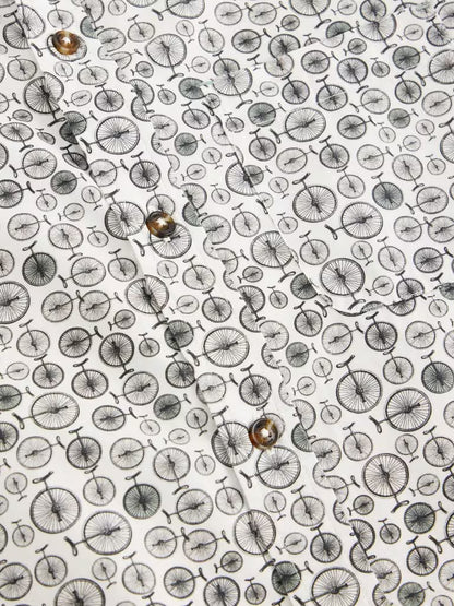 White Stuff Finsbury Mono Bike Printed Shirt White