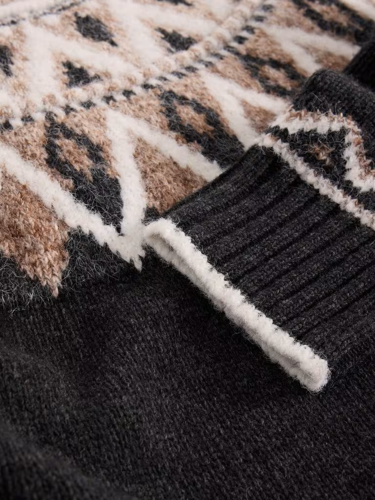 White Stuff Mono Fairisle Jumper Black