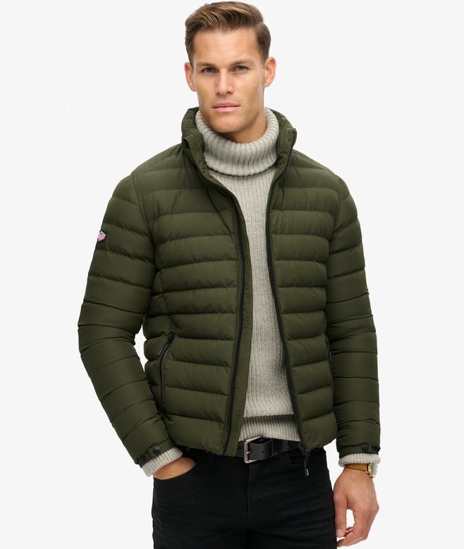 Superdry Fuji Printed Padded Jacket Dark Moss Green