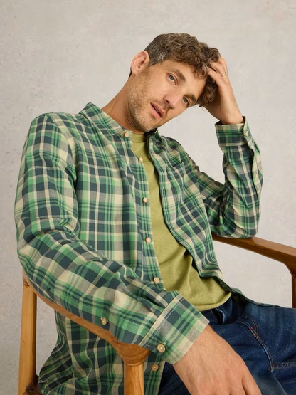 White Stuff Moxley Brushed Long Sleeve Check Shirt Green Multi