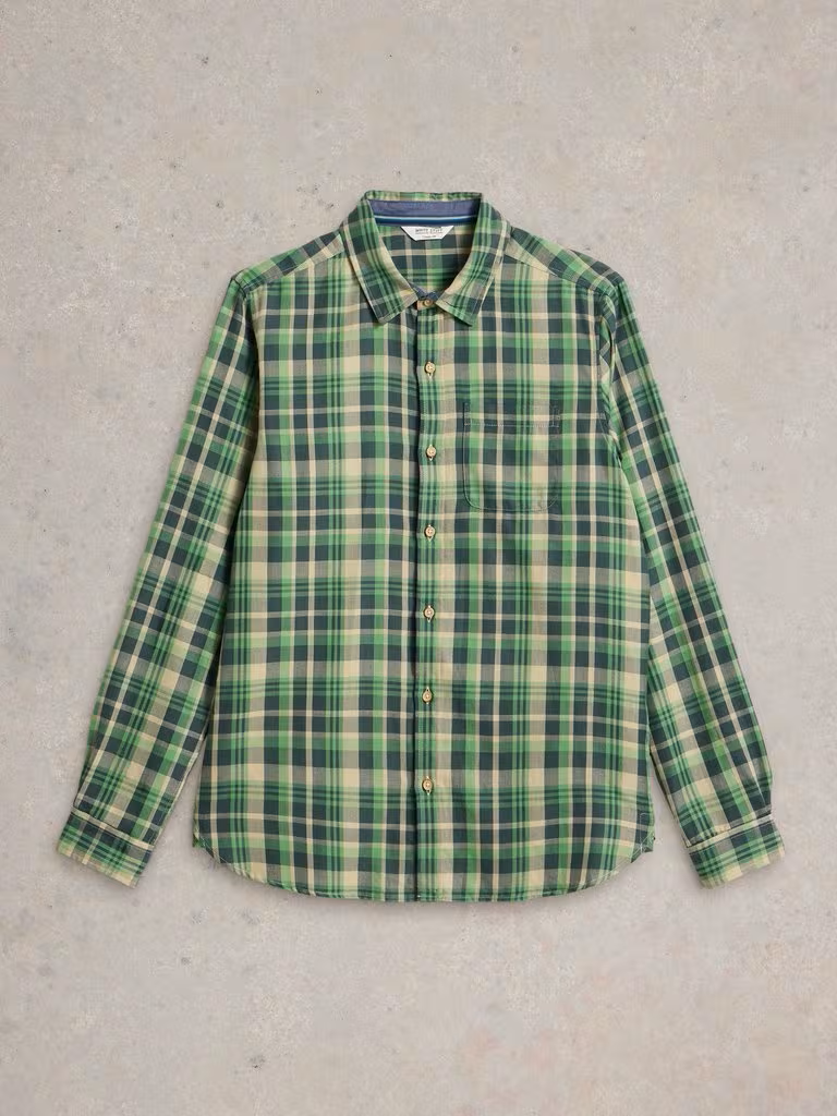 White Stuff Moxley Brushed Long Sleeve Check Shirt Green Multi