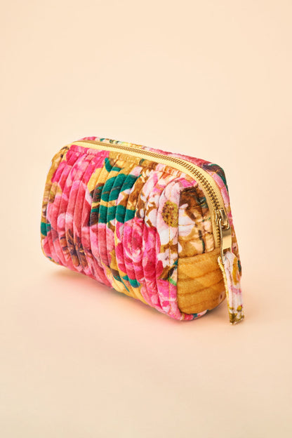 Powder Small Quilted Vanity Bag Impressionist Floral Mustard