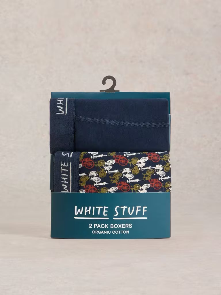 White Stuff Hove 2Pack Boxers Print Plain Navy