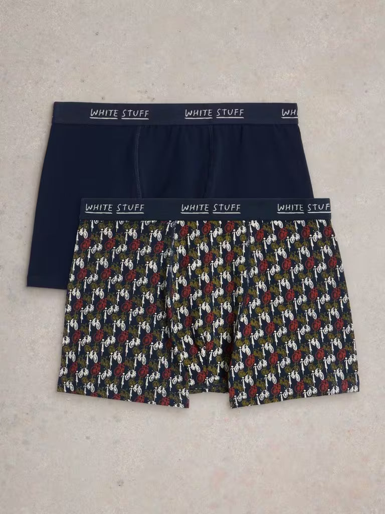 White Stuff Hove 2Pack Boxers Print Plain Navy Mens Boxers White Stuff clothing Boxers